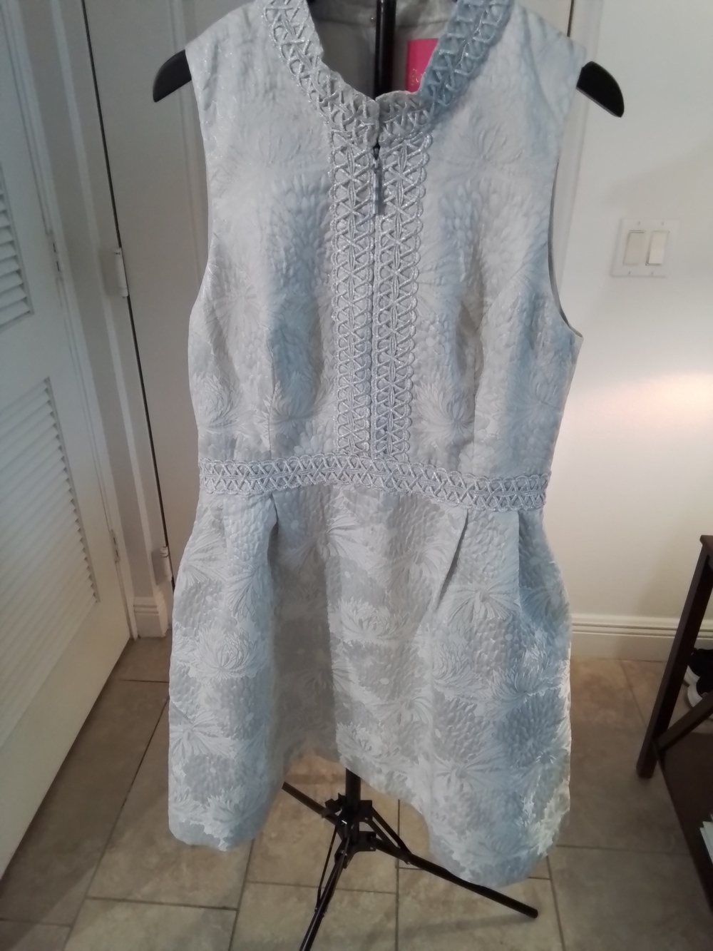 Lilly Pulitzer Pale Blue Sleeveless Floral Jacquard Dress